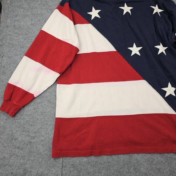 Vintage Britches Rugby Shirt Mens Large American Flag 90s Preppy Patriotic USA - Picture 6 of 6